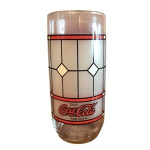 Vintage Coca Cola Glass‎ Stained Glass Design Collectible Coke